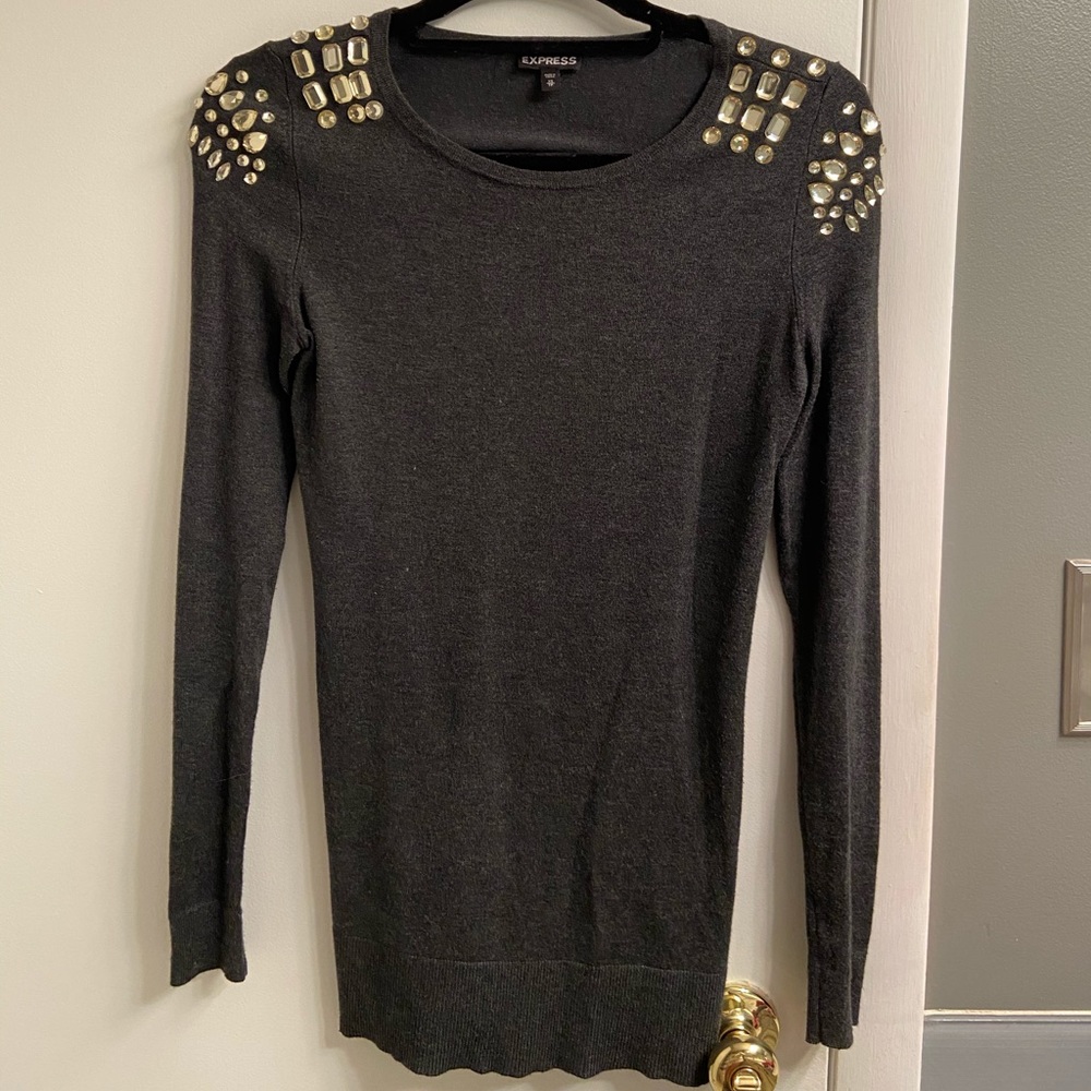 Express tunic sweater with embellishments